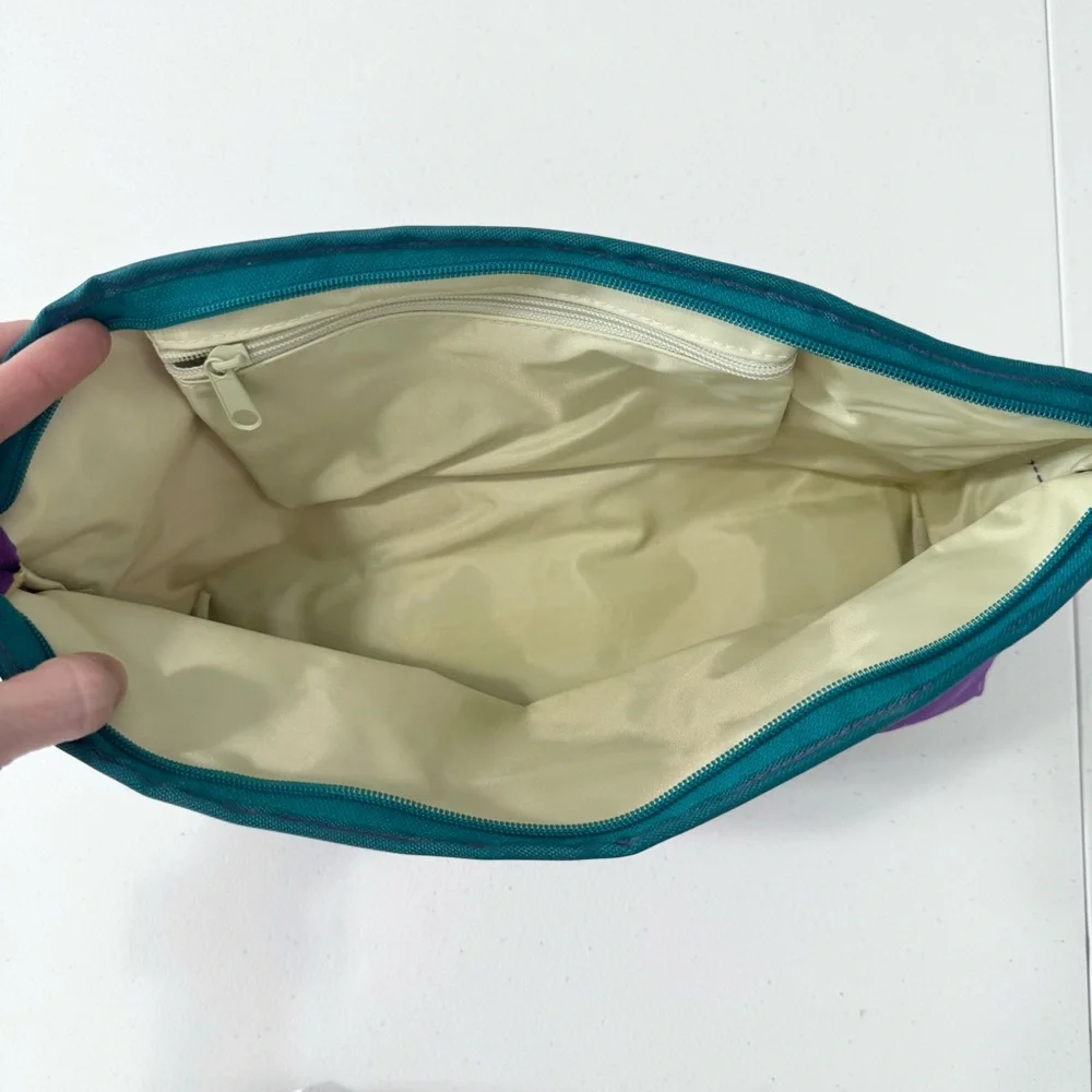 Vintage 80’s/90’s “Contents” Purple and Teal Confetti Retro Travel Makeup Bag